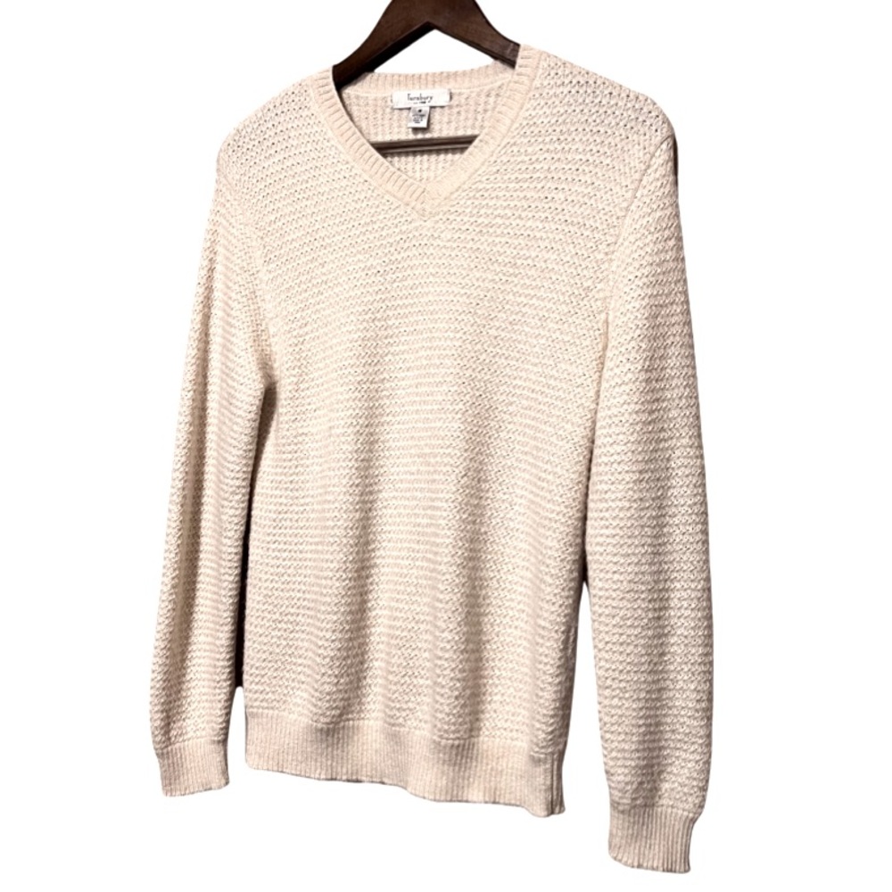 Turnbury Baby Alpaca Waffle-Knit V-Neck Sweater Made in Peru